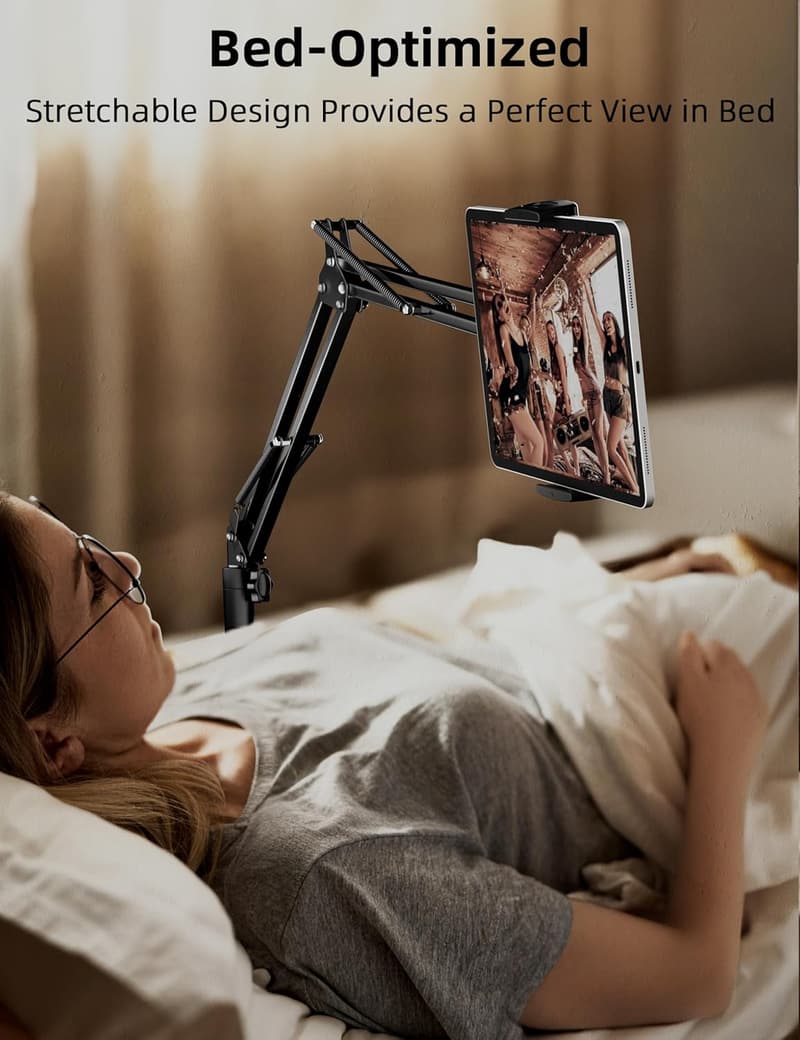Adjustable Tablet Floor Stand with Stable Base for All Devices