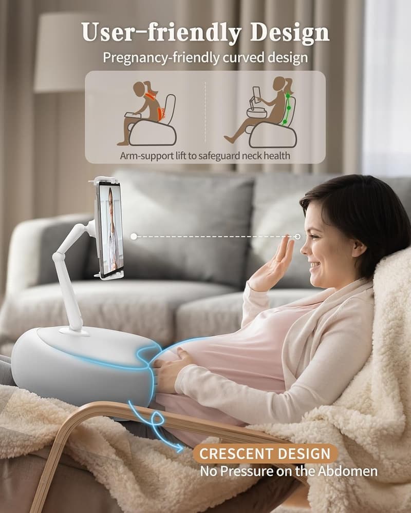 Adjustable Tablet Pillow Stand for 4.7”-15.6” Devices, Gray