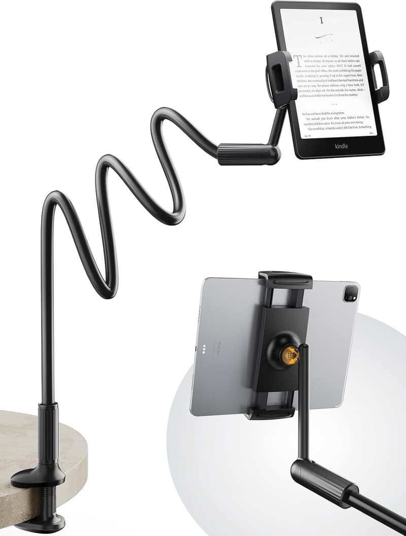 Gooseneck Tablet Holder for Bed - Flexible Stand for iPad/Kindle