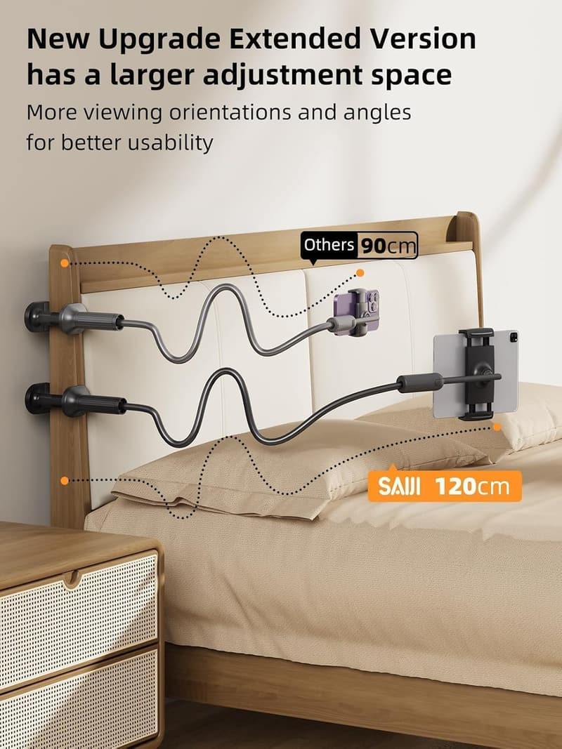 Gooseneck Tablet Holder for Bed - Flexible Stand for iPad/Kindle