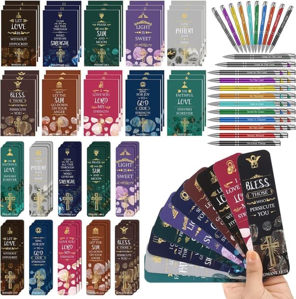 Bible Verse Gift Set for Women – 120 Pcs with Bookmarks & Pens