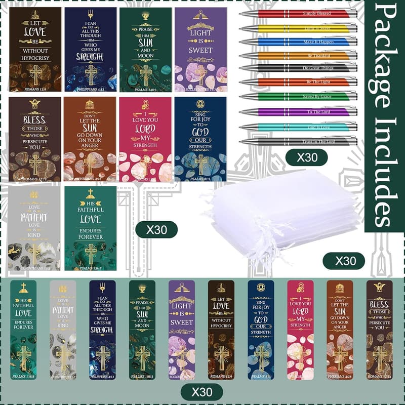 Bible Verse Gift Set for Women – 120 Pcs with Bookmarks & Pens