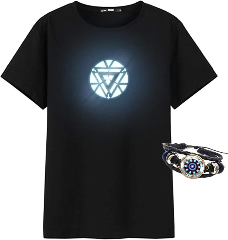 Tony Stark Cosplay T-Shirt with Arc Reactor Design