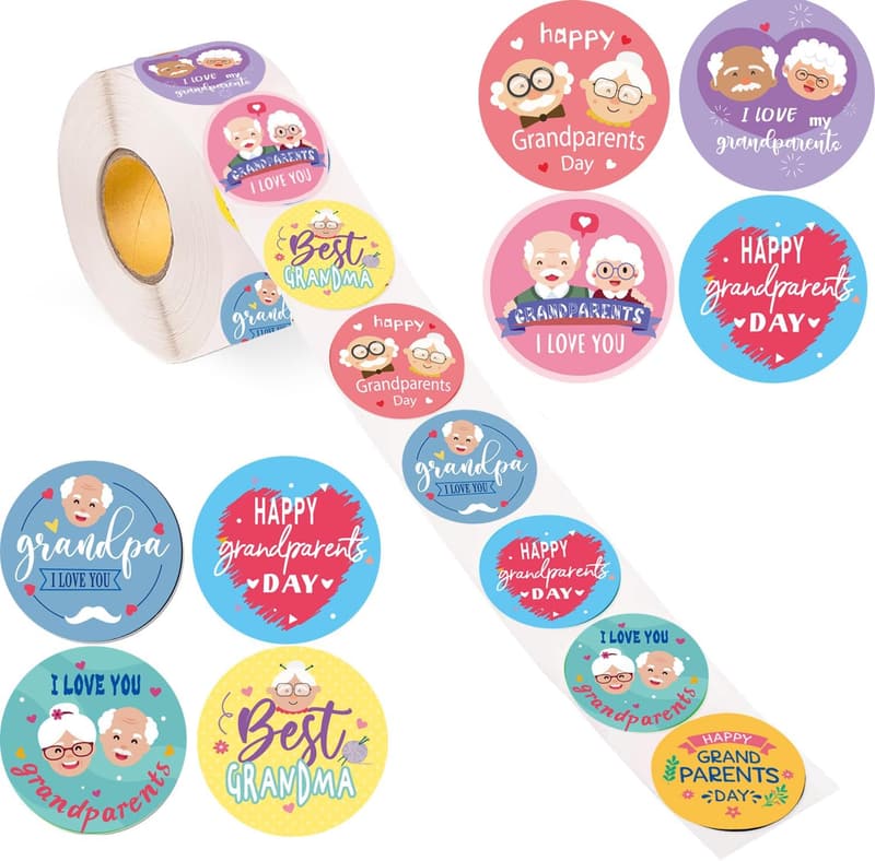 Happy Grandparents Day Stickers | 500 Roll Labels for Gifts