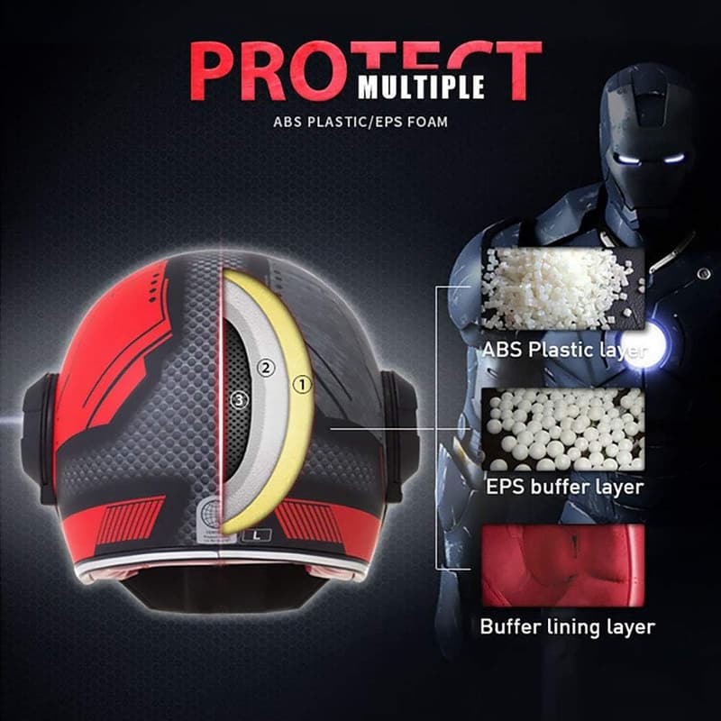 Iron Man Full Face Motorcycle Helmet - Lightweight D.O.T Certified