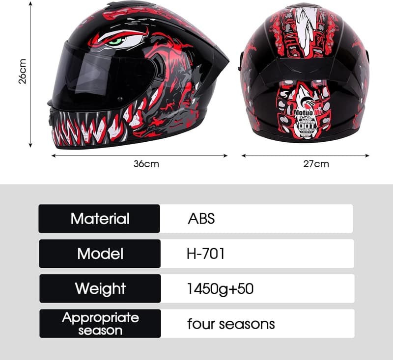 DOT Approved Full Face Motorcycle Helmet for Adults