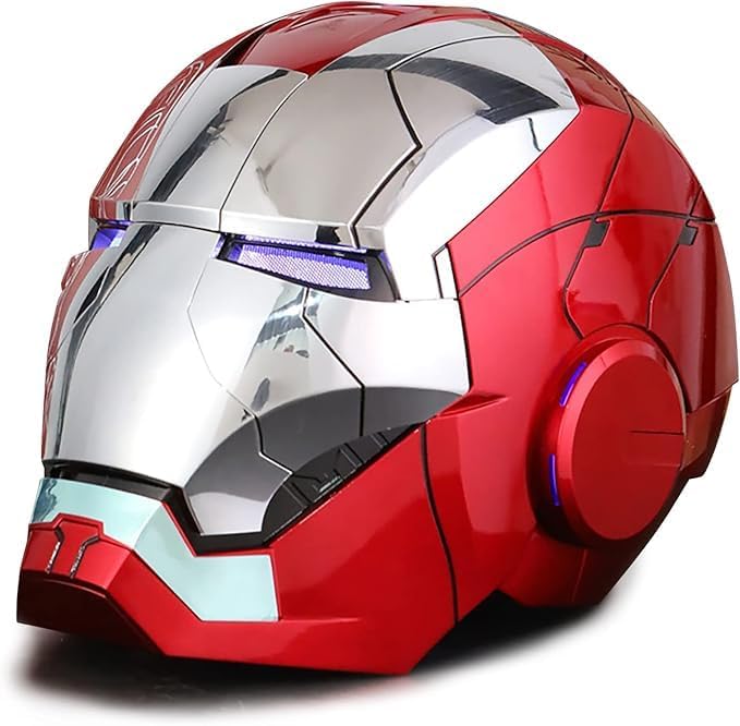 Iron Helmet Cosplay Mask with Voice and Glow Features for Adults