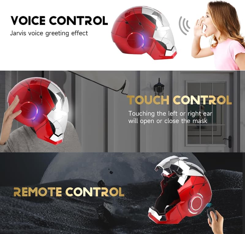 Wearable Iron-Man MK 5 Helmet with LED Eyes & Sound Effects