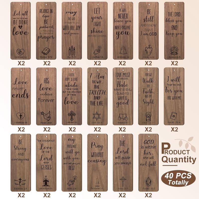 Vintage Wooden Religious Bookmarks - Inspirational Gifts for All