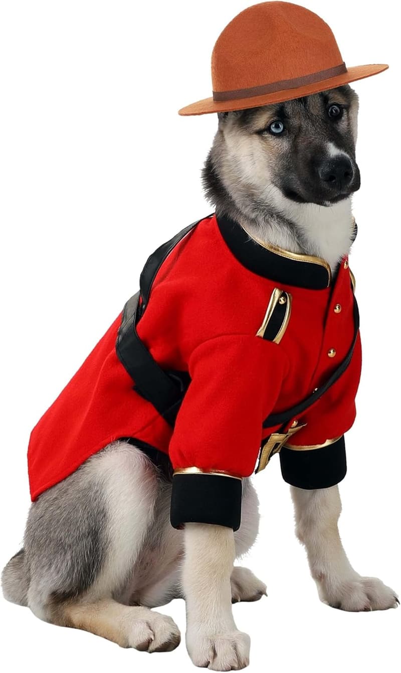 Dog Mountie Costume in Red - Medium Size Fun Outfit