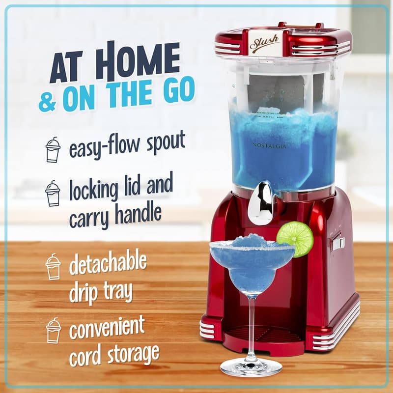 Retro Red 32-Ounce Slushy Maker with Stainless Steel Spout