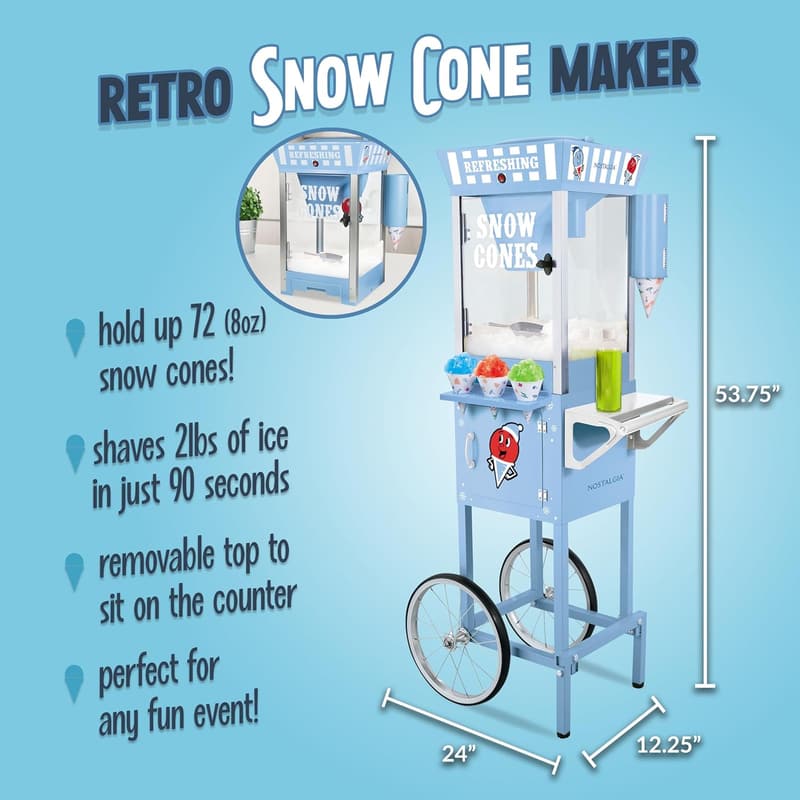 Retro Snow Cone Machine with Accessories - Blue, 54