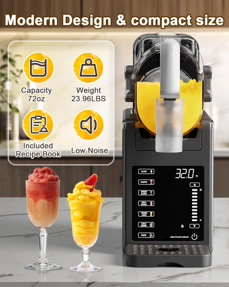 Home Slushy Machine - 92 oz, Auto-Clean, 6 Programs, LED Display