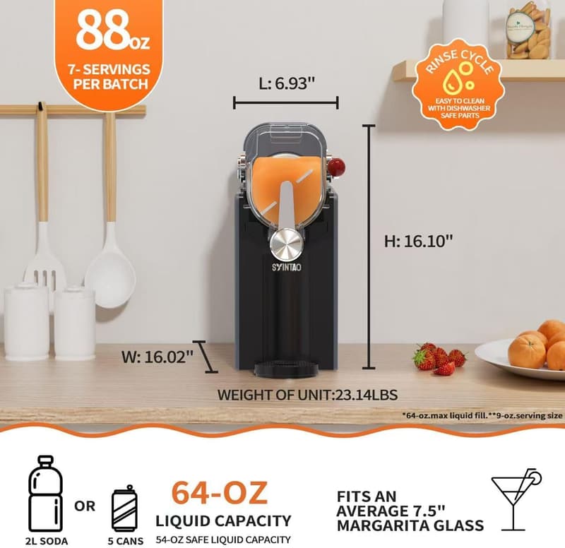 Home Slushie and Soft Serve Ice Cream Machine with 88oz Capacity