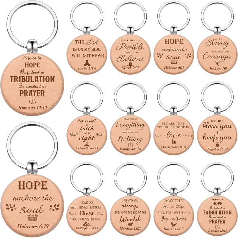 Inspirational Wooden Keychains Set for Church Groups