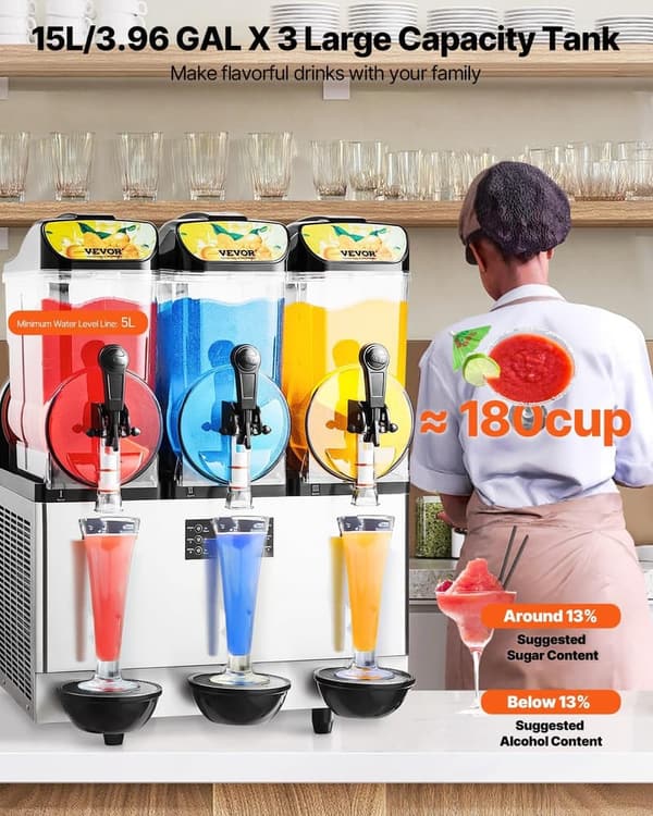 Triple Tank Commercial Slushy Machine for Parties and Cafes