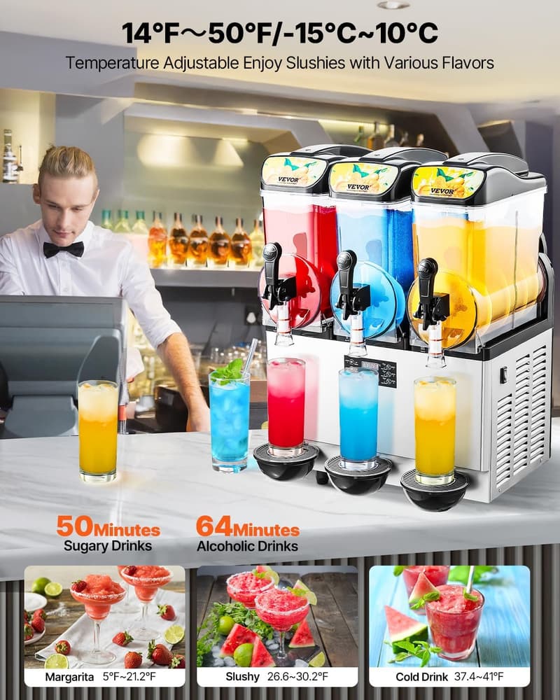 Triple Tank Commercial Slushy Machine for Parties and Cafes