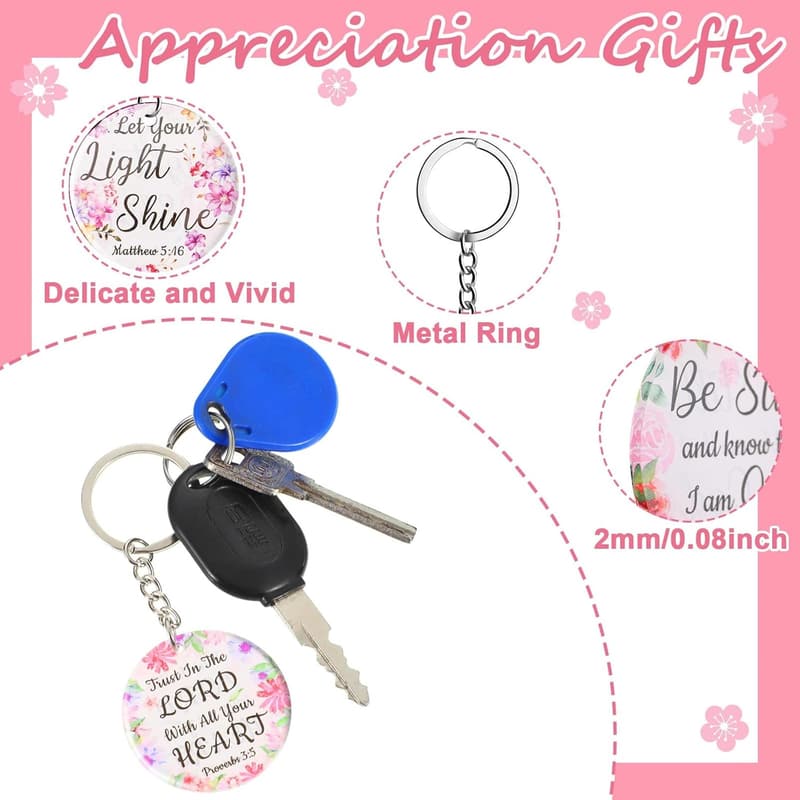 Christian Bible Verse Keychains - 120 Pcs Floral Gift Set