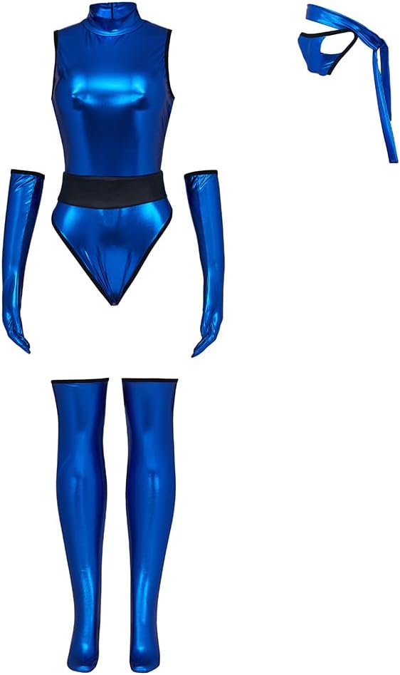Kitana Mortal Kombat Cosplay Costume – Blue Jumpsuit & Mask