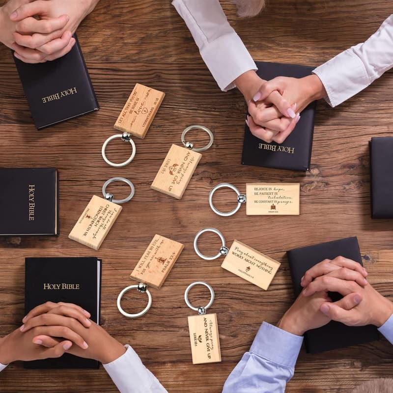 Inspirational Wooden Keychains (100 Pcs) for Faith Gifts