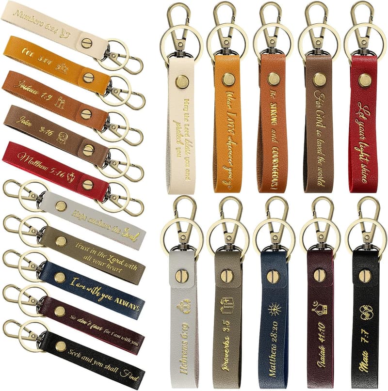 Christian Inspirational Leather Keychains - 20 Pcs Set for Easter