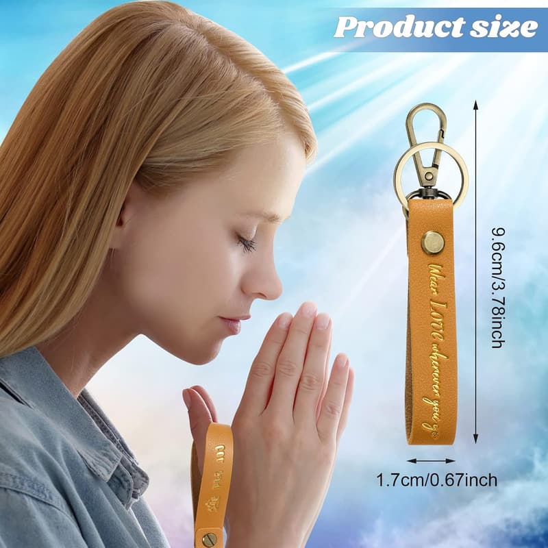 Christian Inspirational Leather Keychains - 20 Pcs Set for Easter