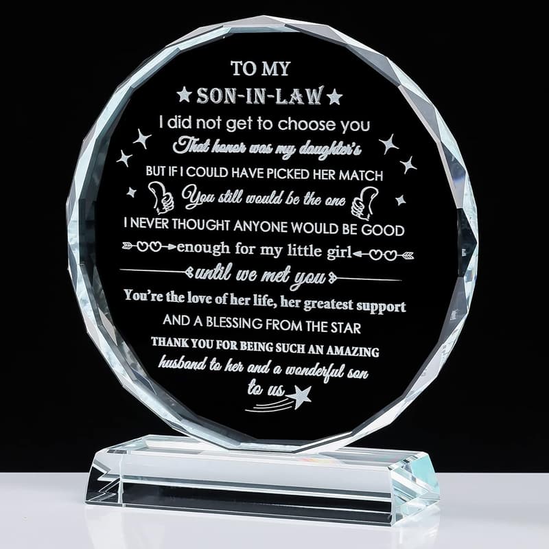 Future Son-in-Law Wedding Gift | Laser Engraved Crystal Keepsake