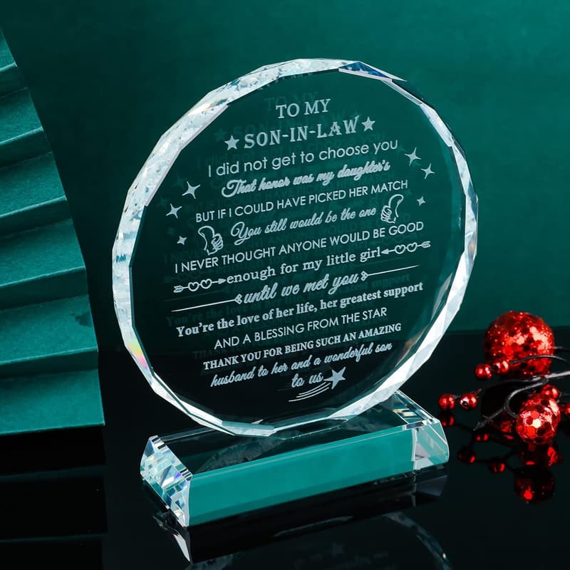 Future Son-in-Law Wedding Gift | Laser Engraved Crystal Keepsake