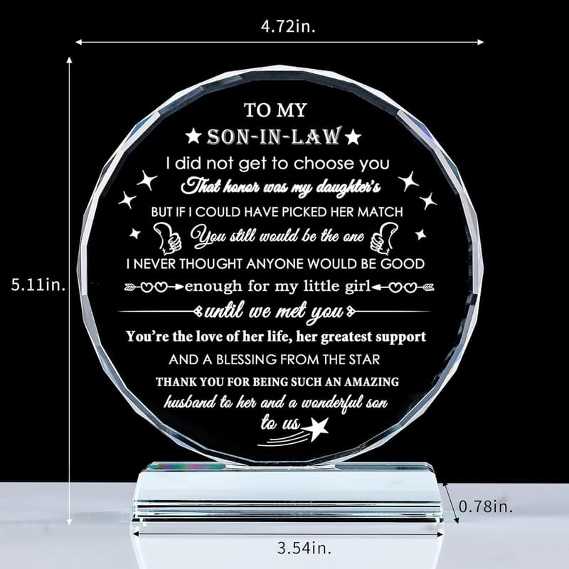 Future Son-in-Law Wedding Gift | Laser Engraved Crystal Keepsake