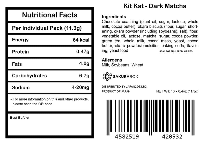 Nestlé KitKat Koi Matcha Dark Chocolate Snack