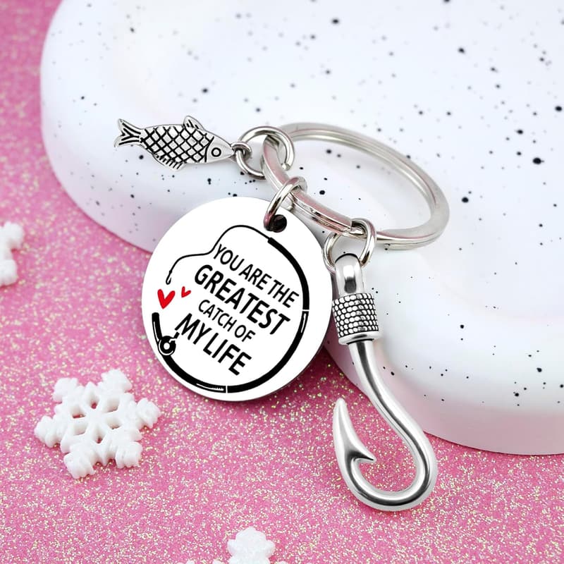 Fishing Keychain Gift for Men - Personalized Lure Hook Design