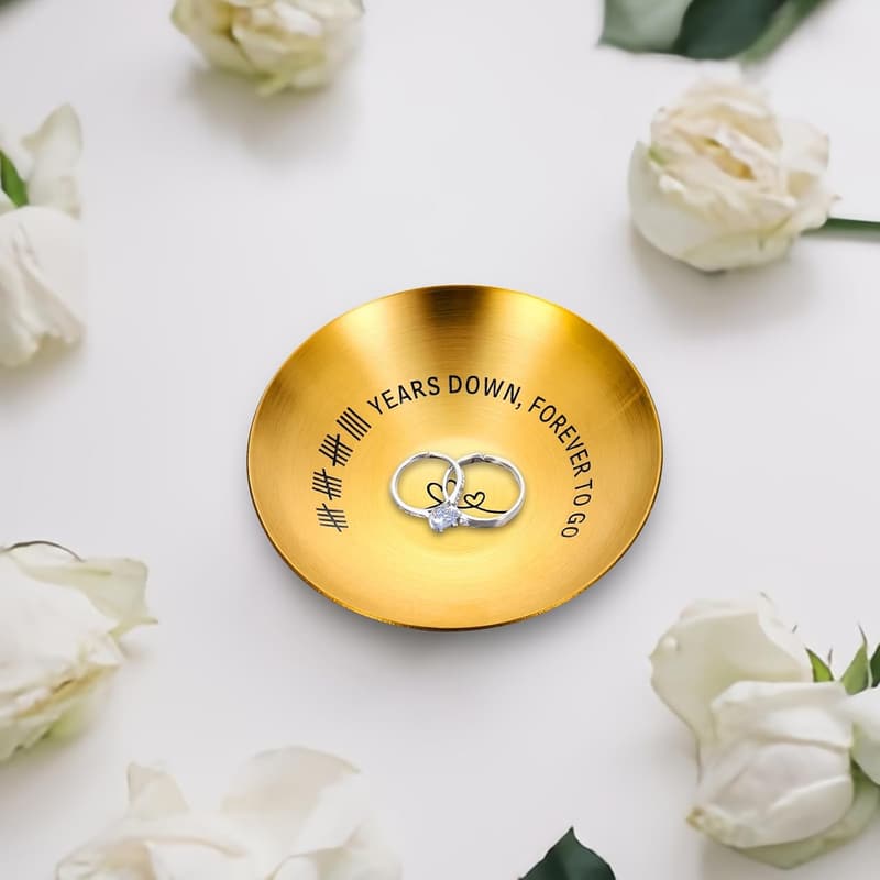 19th Anniversary Bronze Ring Holder Dish for Couples