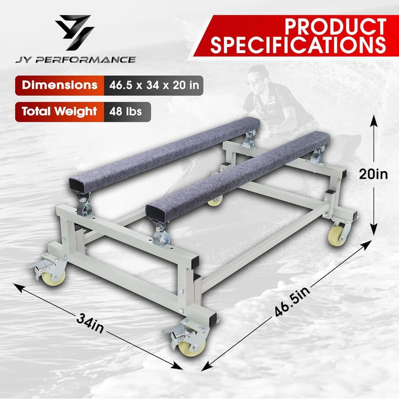 Adjustable Watercraft Dolly with Carpeted Bunks & 1000lb Capacity
