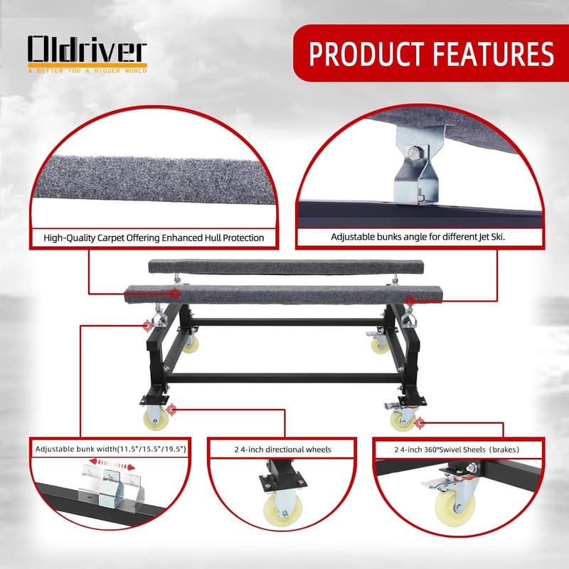 Adjustable PWC Dolly for Jet Skis & Boats - 1000lbs Capacity