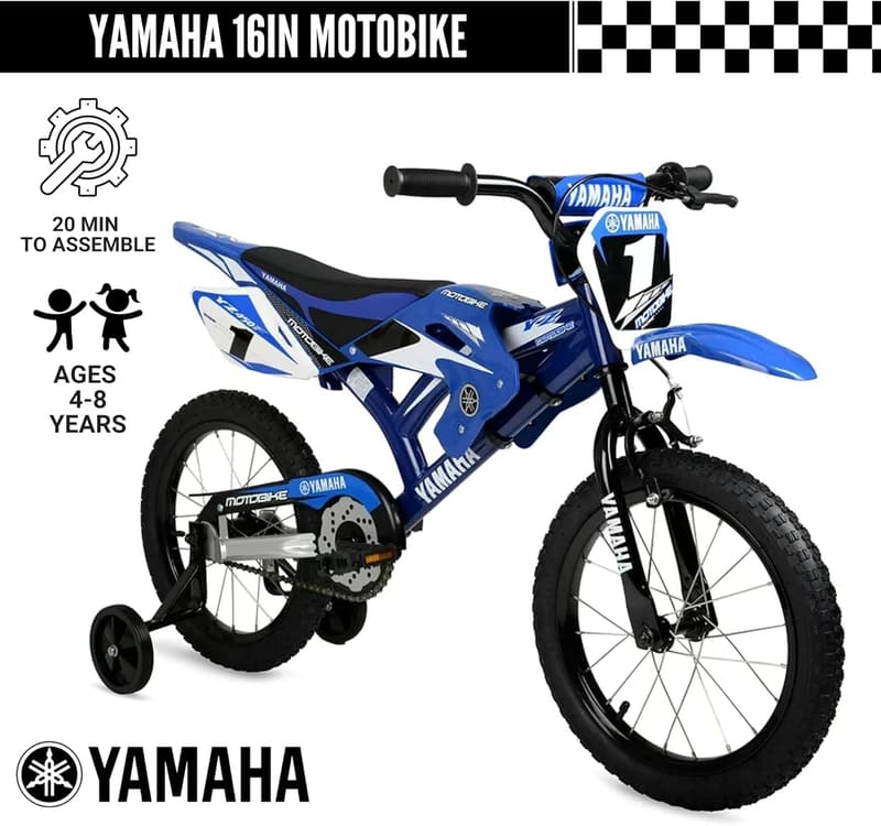 Kids' 16-Inch Motocross Bike with Training Wheels