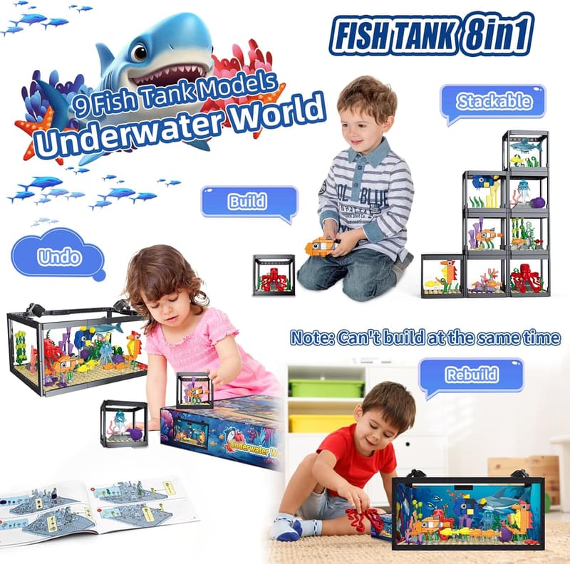Marine Aquarium Building Set with LED Light - Gift for Kids 6+