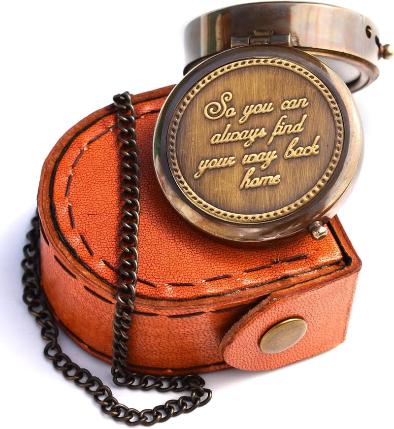 50th Wedding Anniversary Engraved Compass Gift for Couples