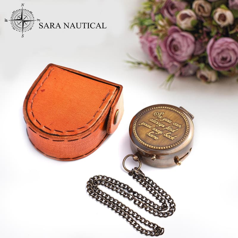 50th Wedding Anniversary Engraved Compass Gift for Couples