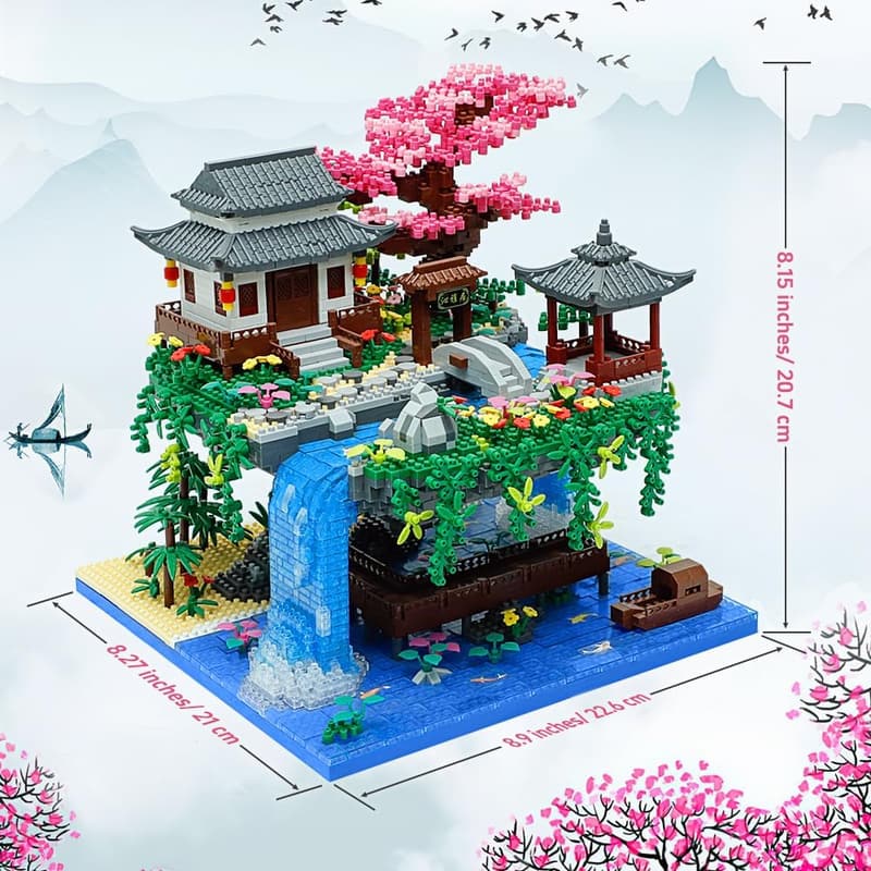 Peach Blossom Pond Building Set with Cherry Blossom Tree - 3320 Pcs