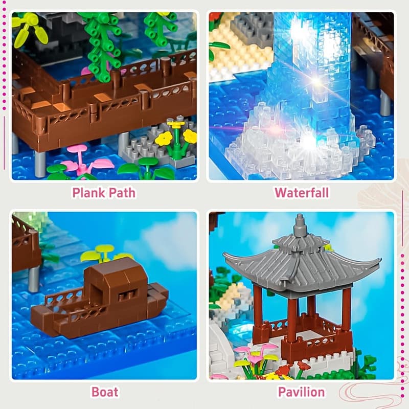 Peach Blossom Pond Building Set with Cherry Blossom Tree - 3320 Pcs