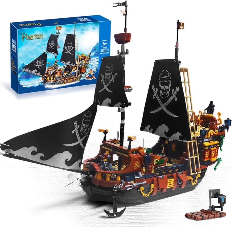 Pirate Ship Building Set for Kids & Collectors (1328 Pieces)
