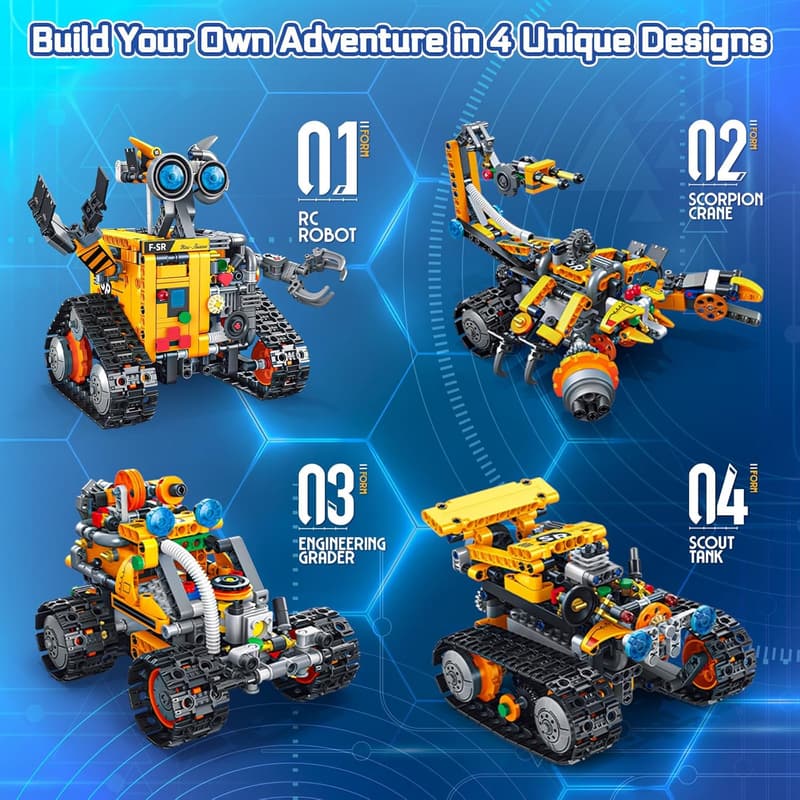 STEM Robotics Kit for Kids & Adults, Rechargeable 4-in-1