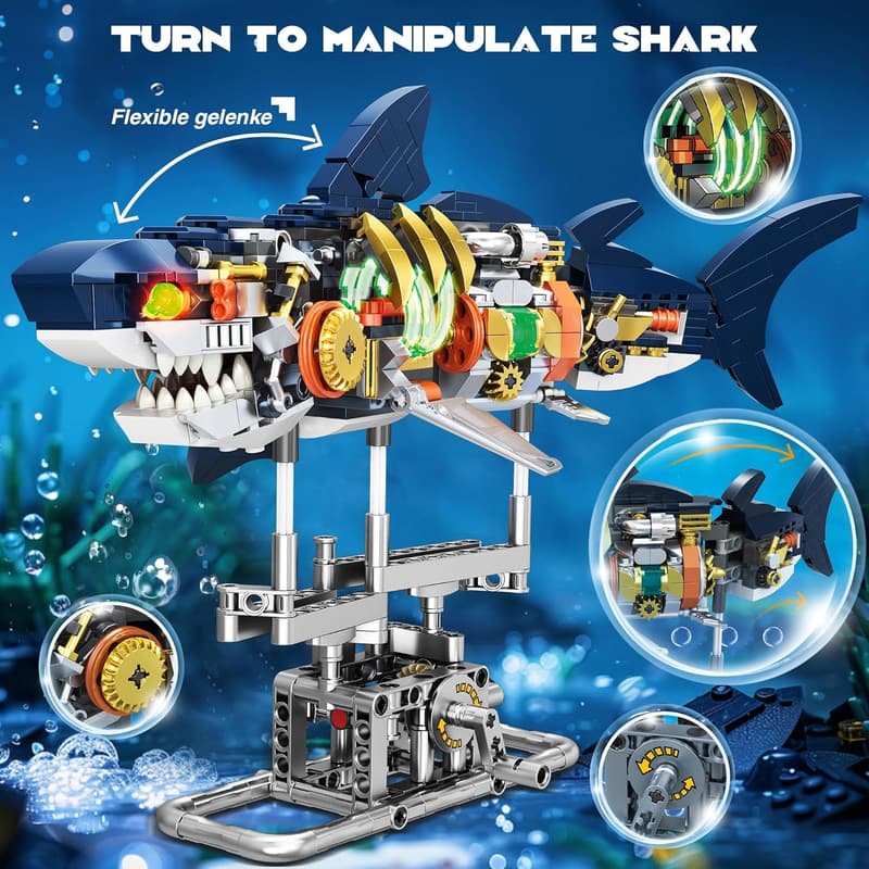 Shark Building Block Set - 666Pcs STEM Toy for Ocean Lovers