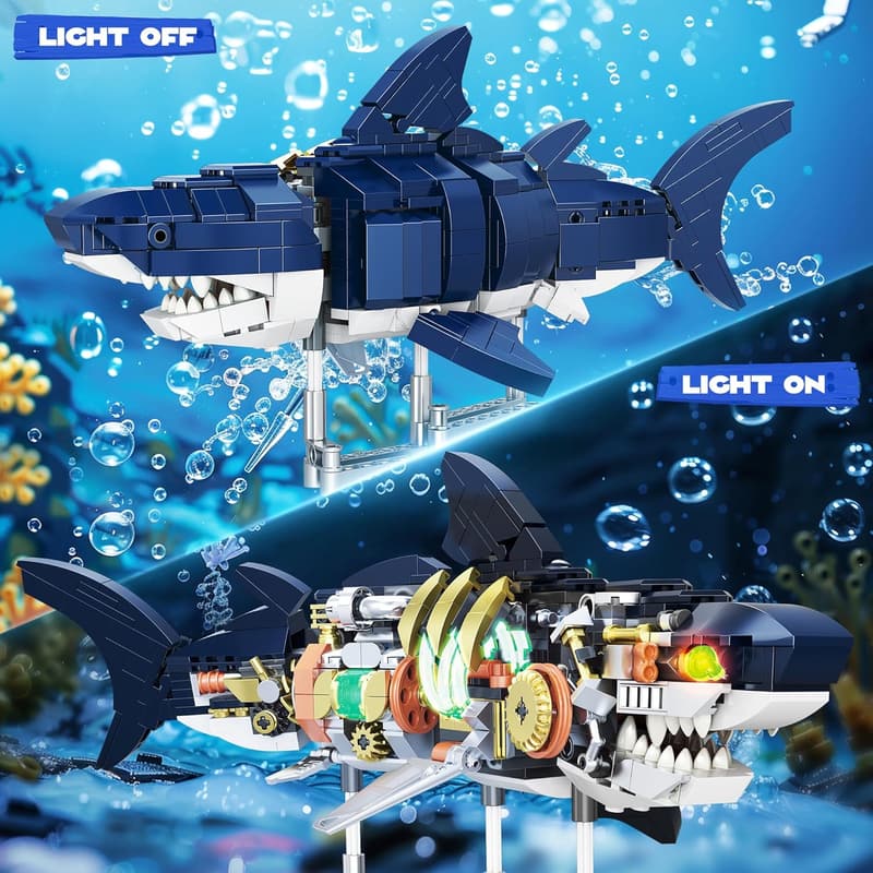 Shark Building Block Set - 666Pcs STEM Toy for Ocean Lovers
