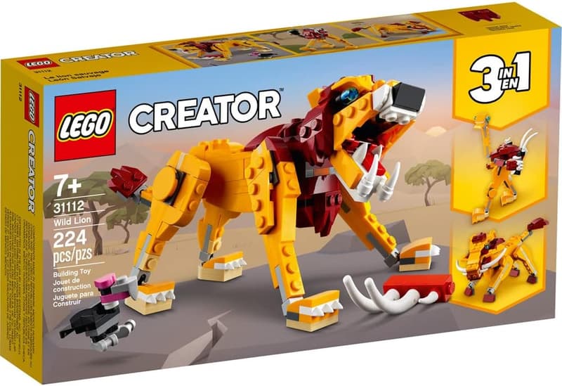 LEGO Creator 3in1 Wild Lion Building Kit for Kids (224 Pieces)