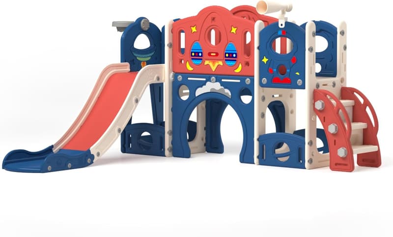 Toddler 9-in-1 Castle Playground Playset - Indoor/Outdoor Slide