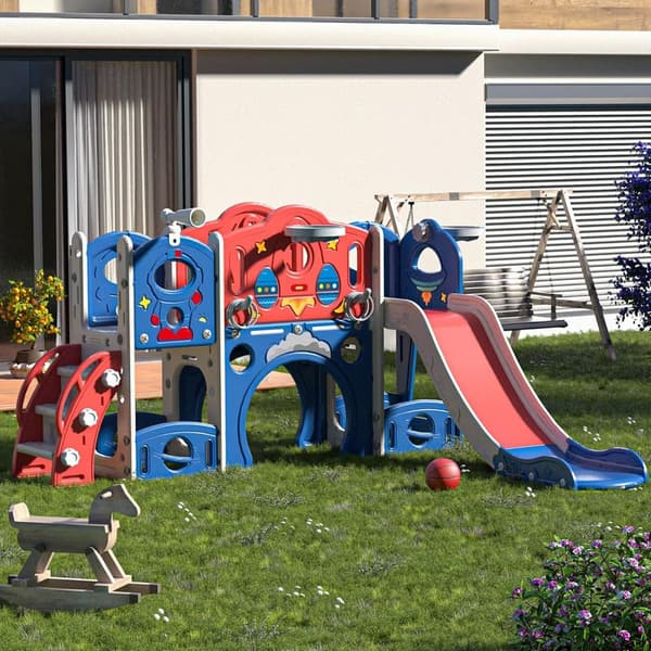 Toddler 9-in-1 Castle Playground Playset - Indoor/Outdoor Slide