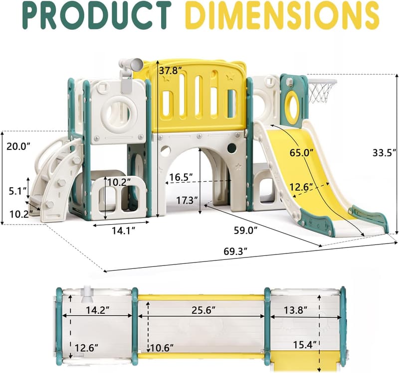 Toddler Slide and Climber Playset with Basketball Hoop