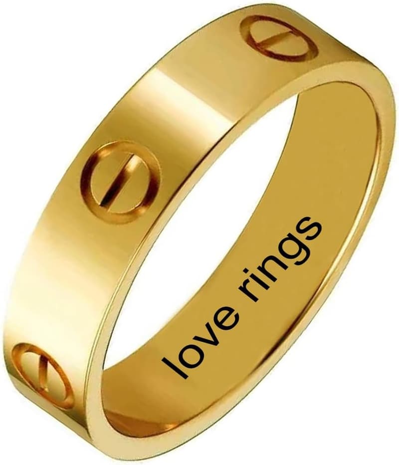Unisex Love Ring in Titanium Steel with 18K Gold Finish