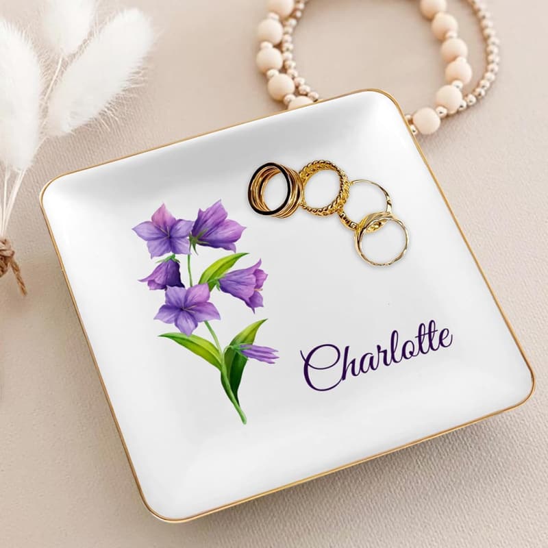 Personalized Birth Month Jewelry Dish for Women’s Birthdays